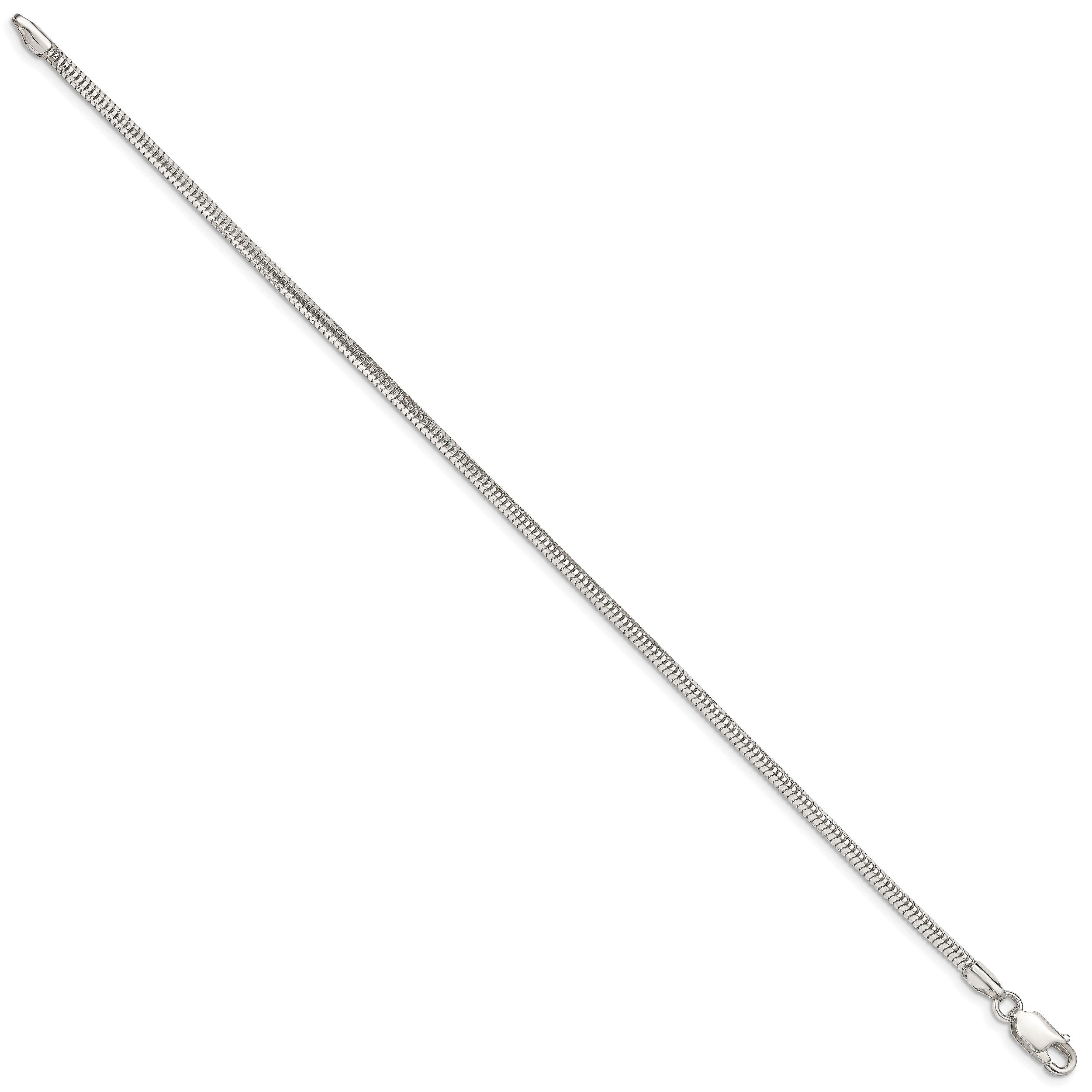 7 Inch Sterling Silver 2.5mm Diamond-Cut Snake Chain Bracelet