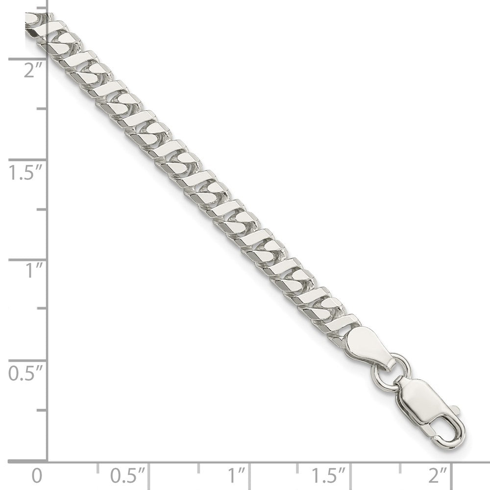 8 Inch Sterling Silver 4.25mm Fancy Flat Link Bracelet