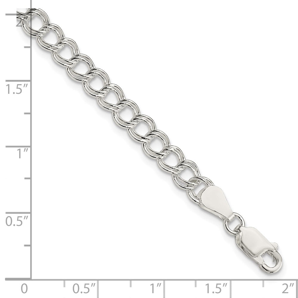 6 Inch Sterling Silver 5.25mm Solid Double Link Charm Bracelet