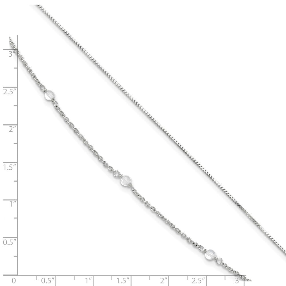 Sterling Silver Clear Crystal Beaded Anklet