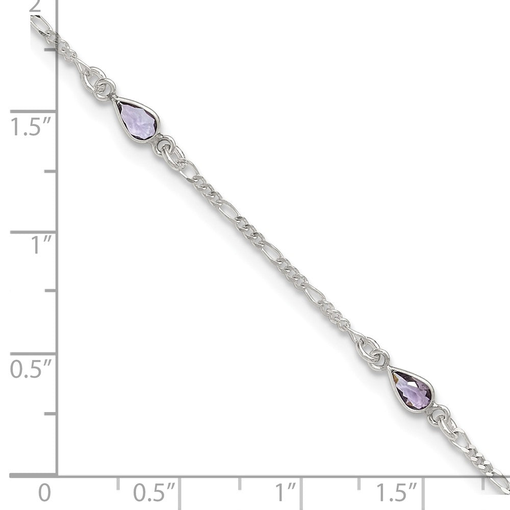 Sterling Silver Purple Glass Anklet