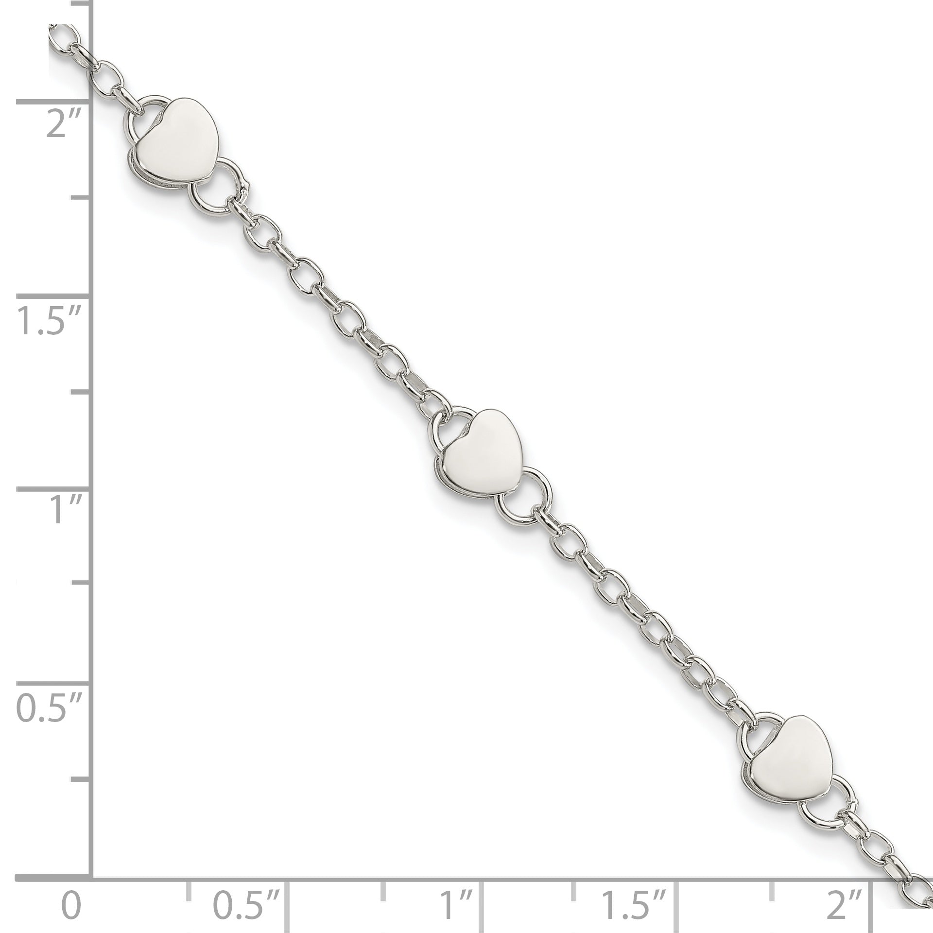 Sterling Silver Heart Childs 5 Inch Plus 1 Ext. Bracelet