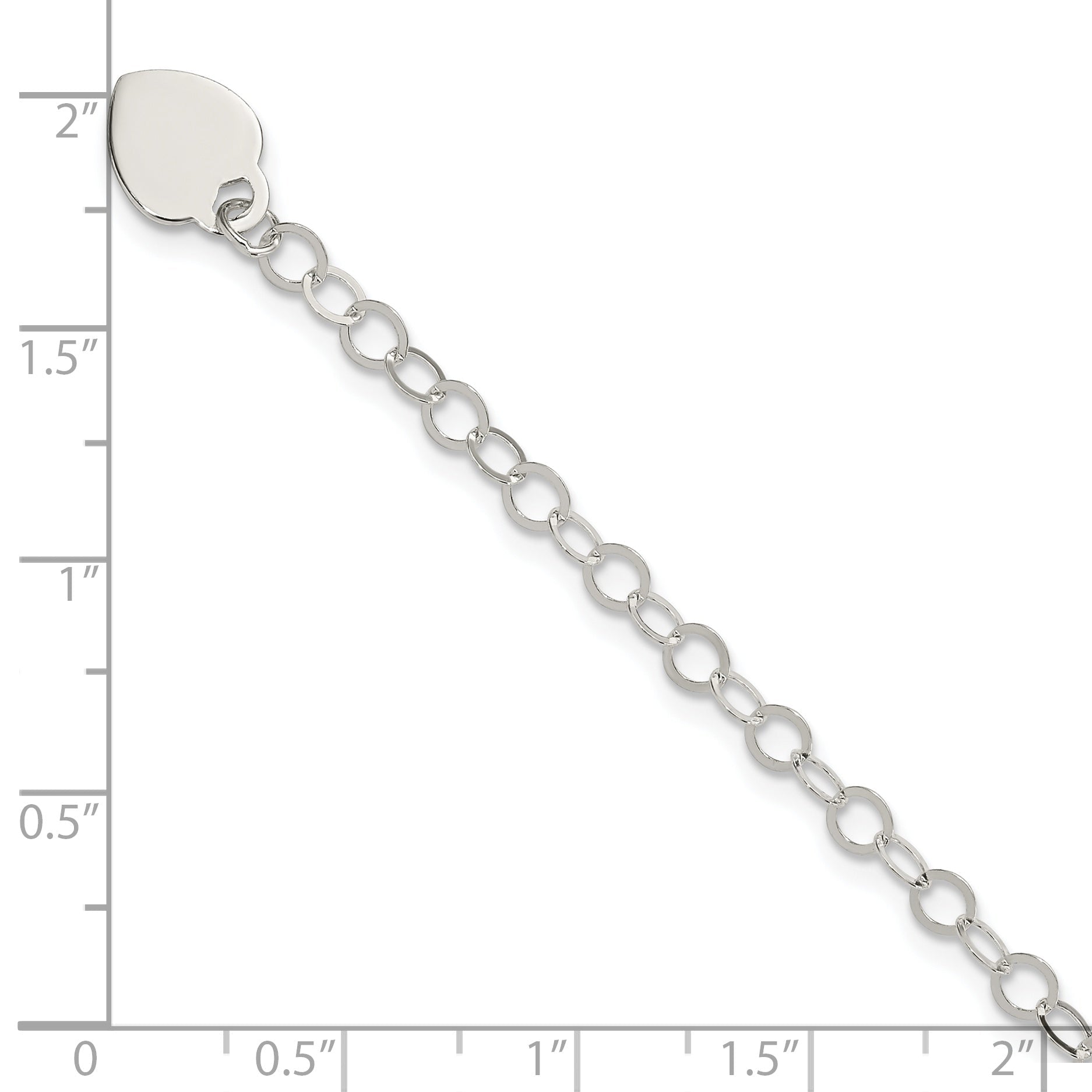 6 Inch Sterling Silver Engraveable Heart Charm Childs Bracelet