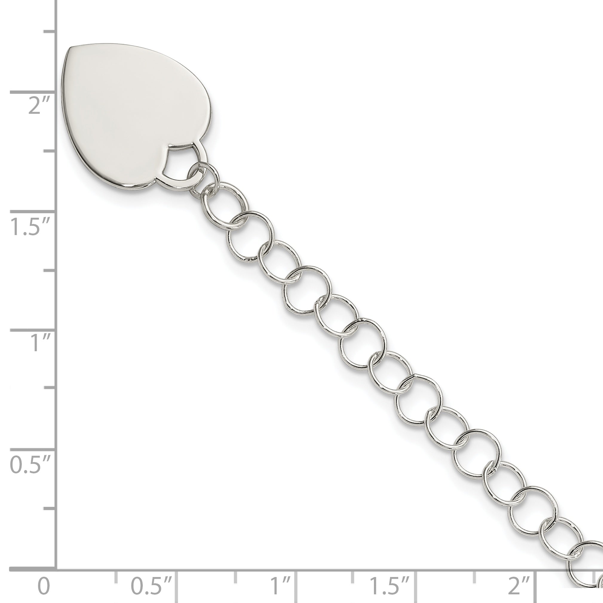 6 Inch Sterling Silver Engraveable Heart Childs Bracelet