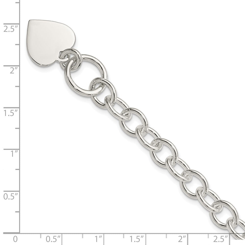 7.5 Inch Sterling Silver Engraveable Heart Fancy Link Bracelet