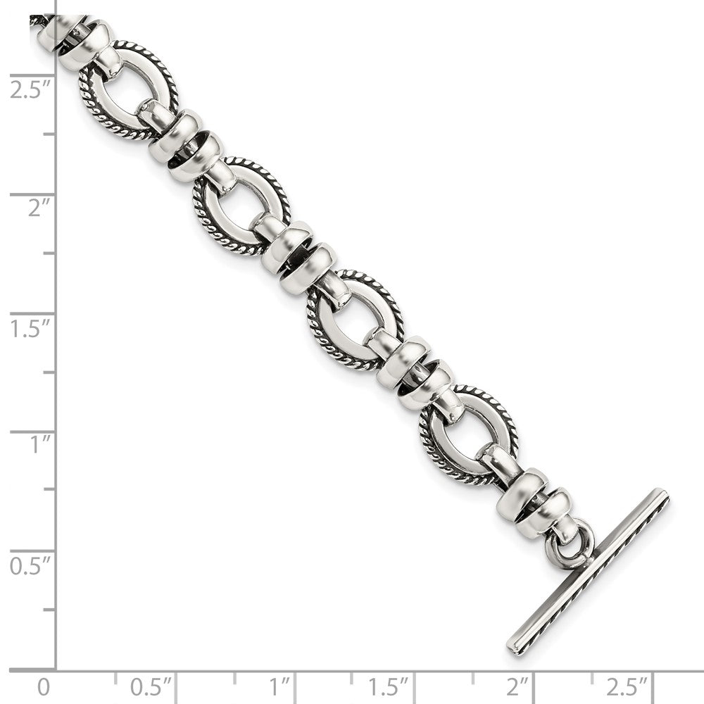7.5 Inch Sterling Silver Antiqued Fancy Link Bracelet