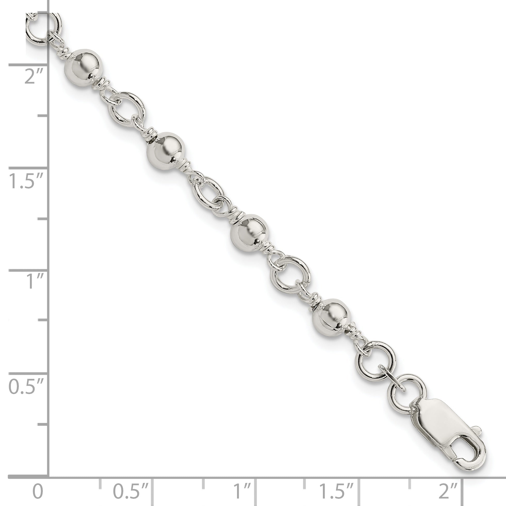 7 Inch Sterling Silver Beaded Fancy Link Bracelet