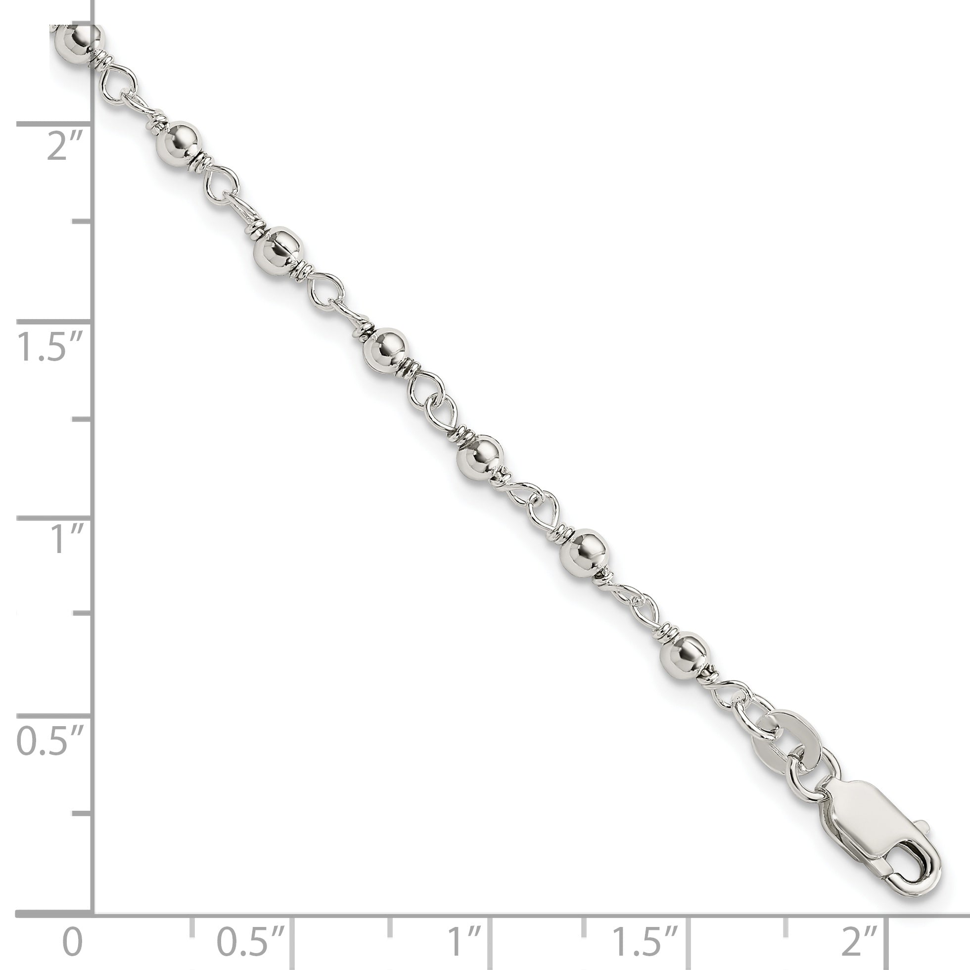 7.25 Inch Sterling Silver Bead And Link Bracelet