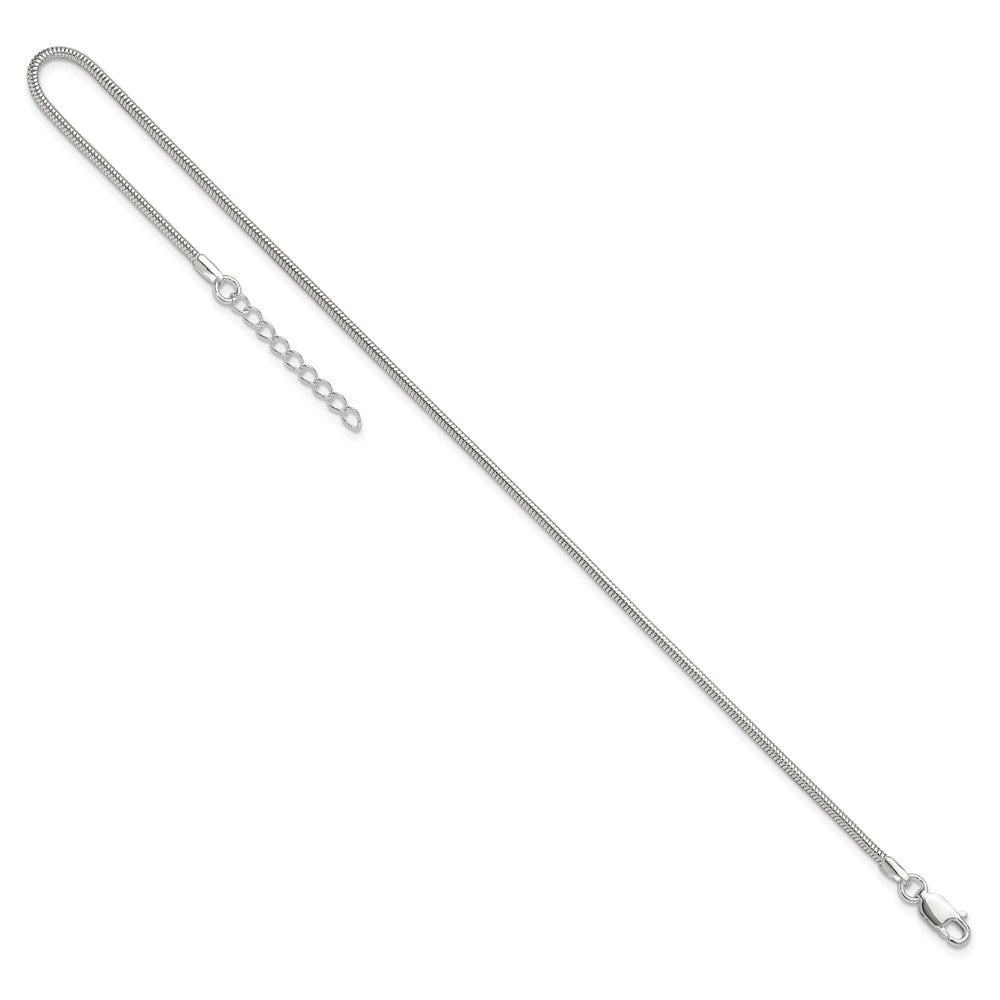 9 Inch Sterling Silver 1.5mm Round Snake Chain 9In Plus 1In Ext. Anklet