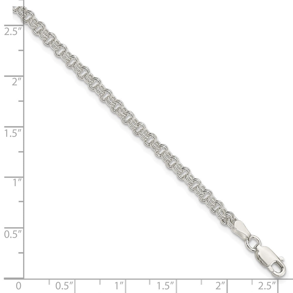 8 Inch Sterling Silver 3mm Double Link Charm Bracelet