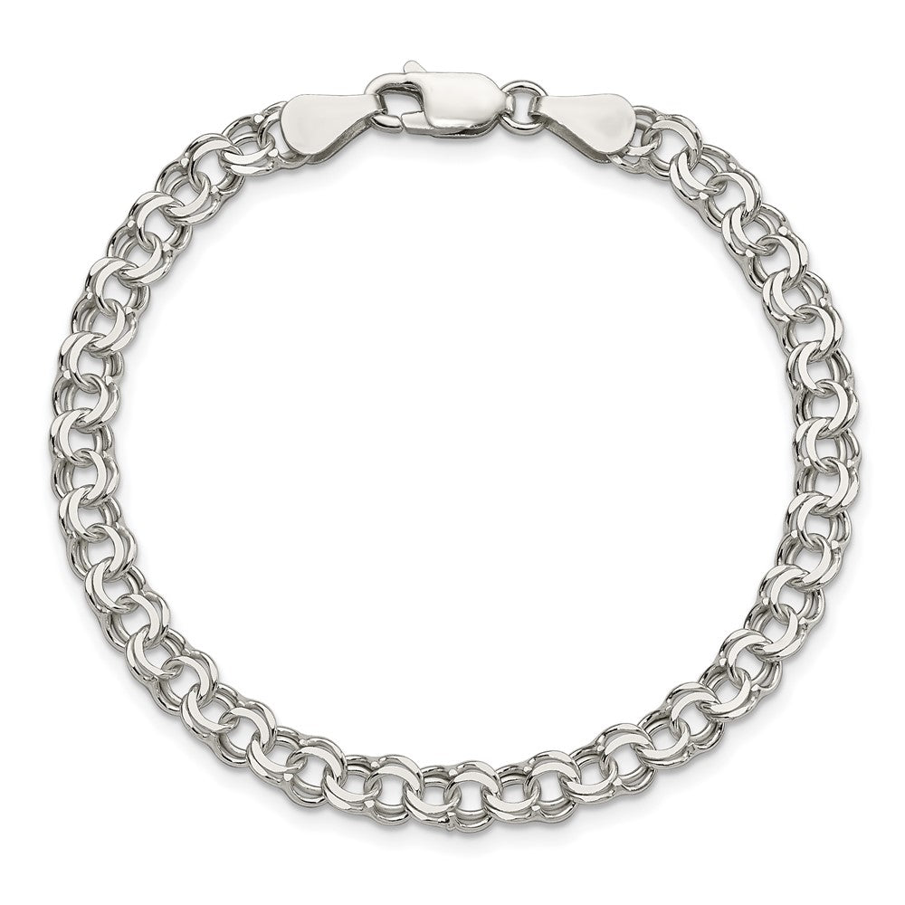 6 Inch Sterling Silver 5.5mm Double Link Charm Bracelet
