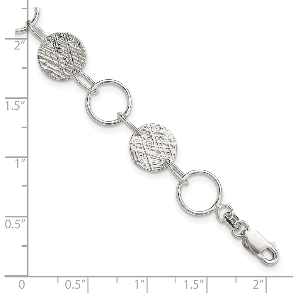 7.5 Inch Sterling Silver Fancy Circle Bracelet