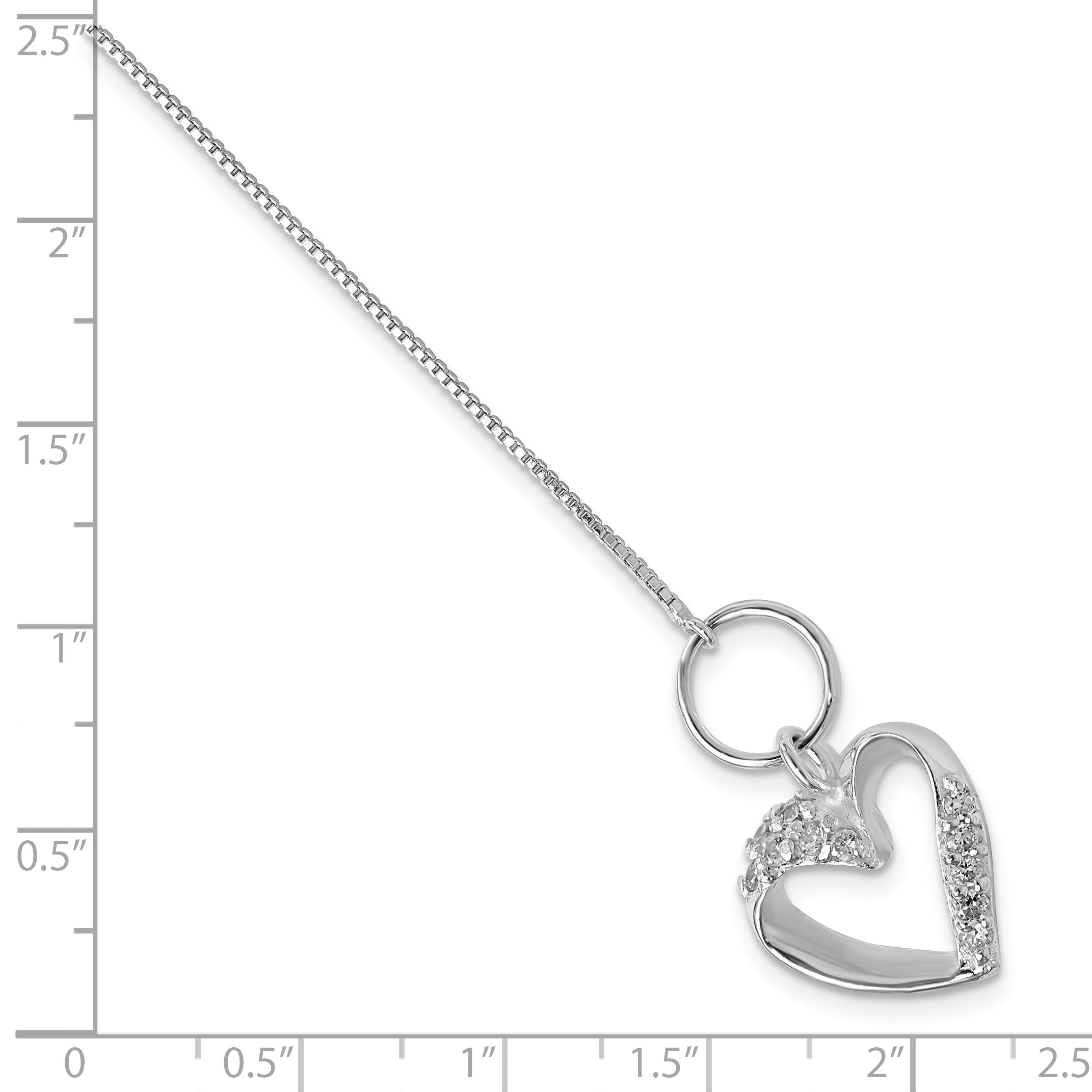 7.5 Inch Sterling Silver Polished Cz Heart Toggle Bracelet
