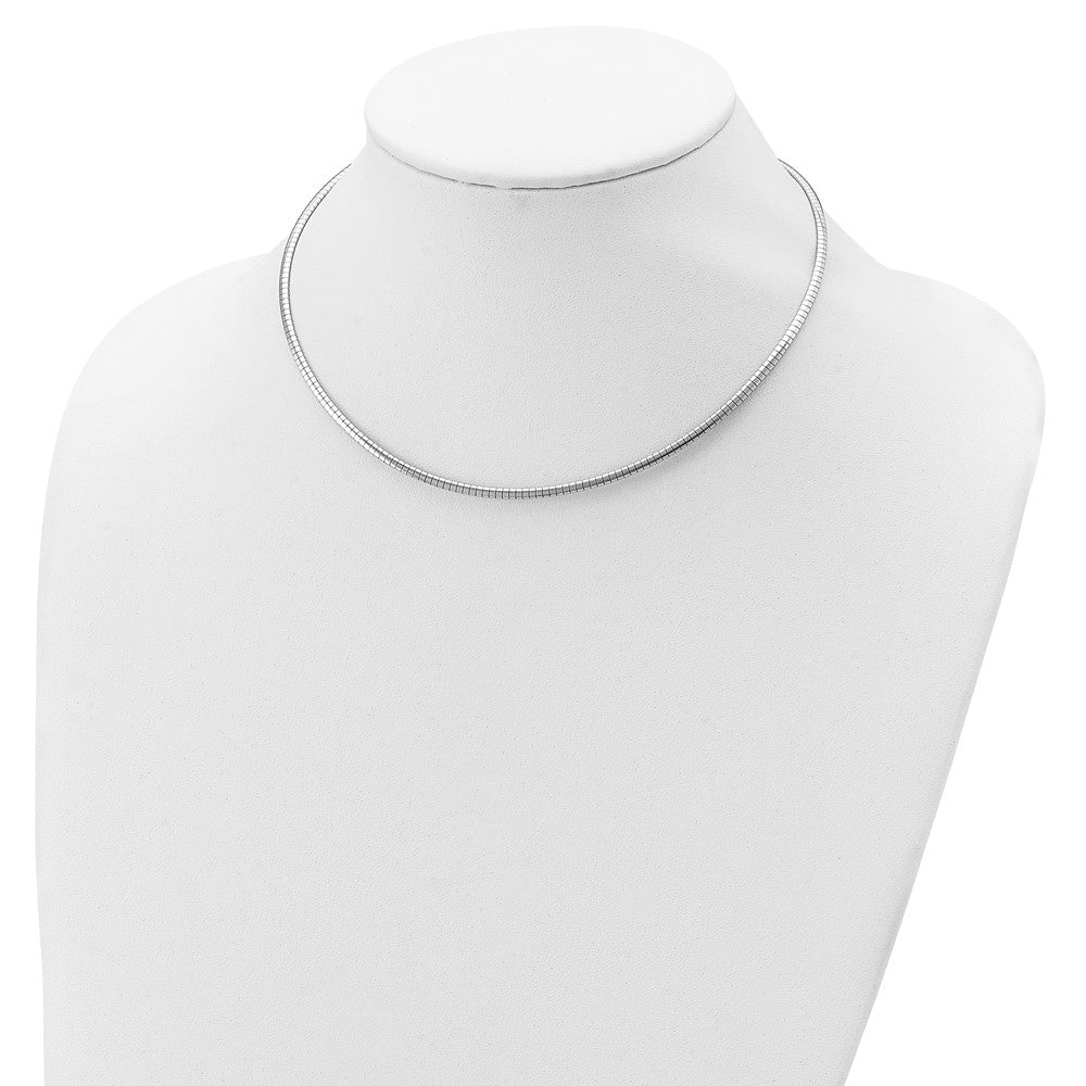 16 Inch Sterling Silver Rhodium-Plated 2mm With 2 Extention Cubetto Chain Necklace