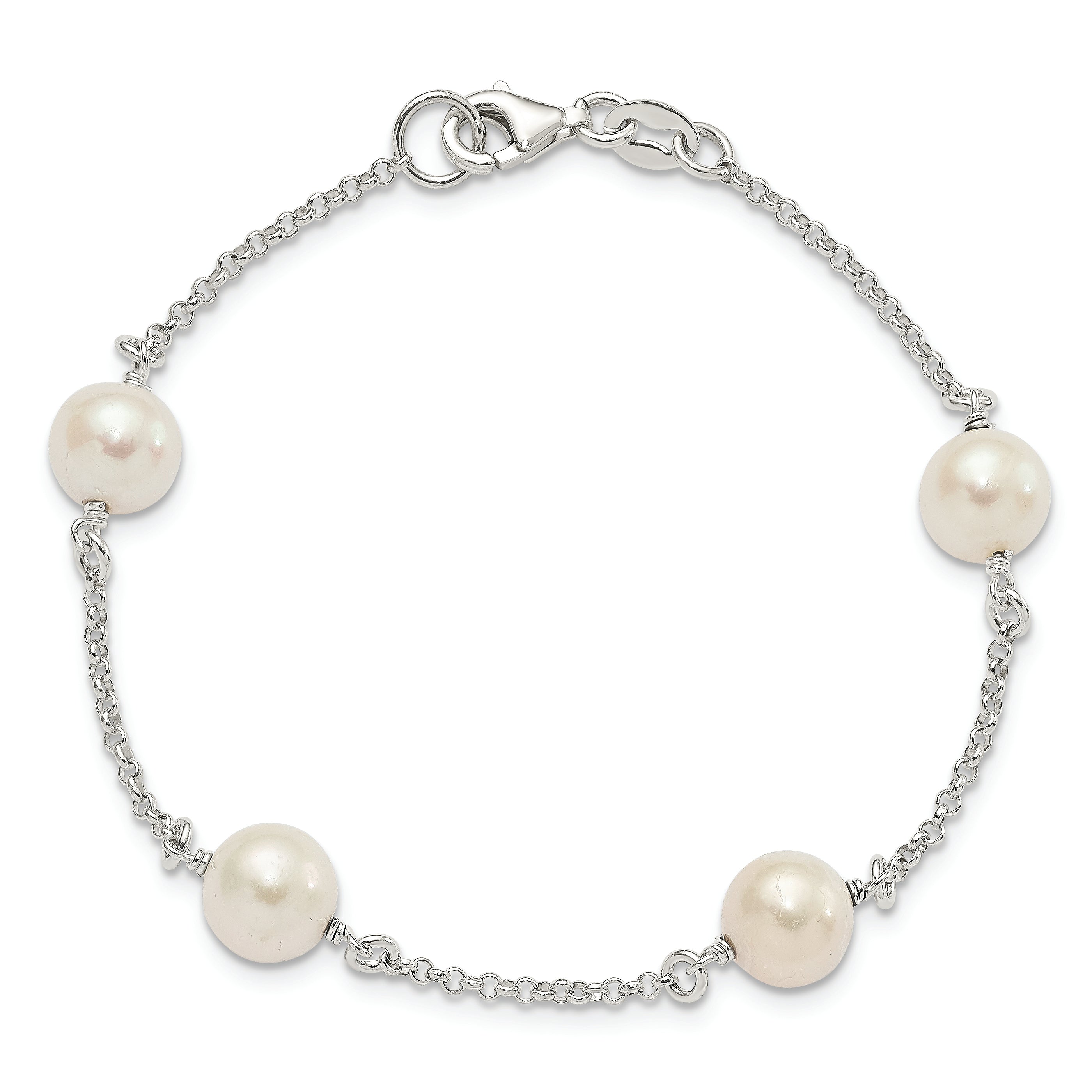 7.25 Inch Sterling Silver Fw Cultured Pearl Bracelet