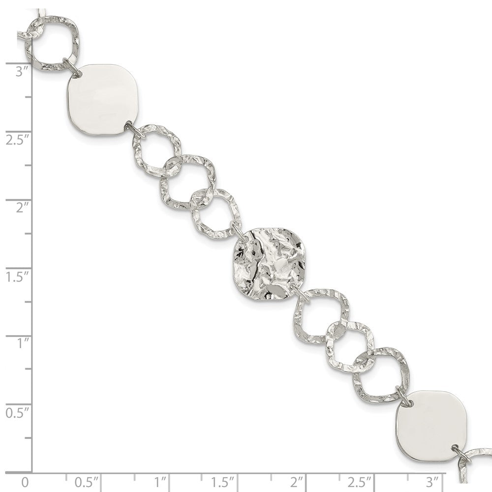 7.5 Inch Sterling Silver Polished And Textured Fancy Link Bracelet