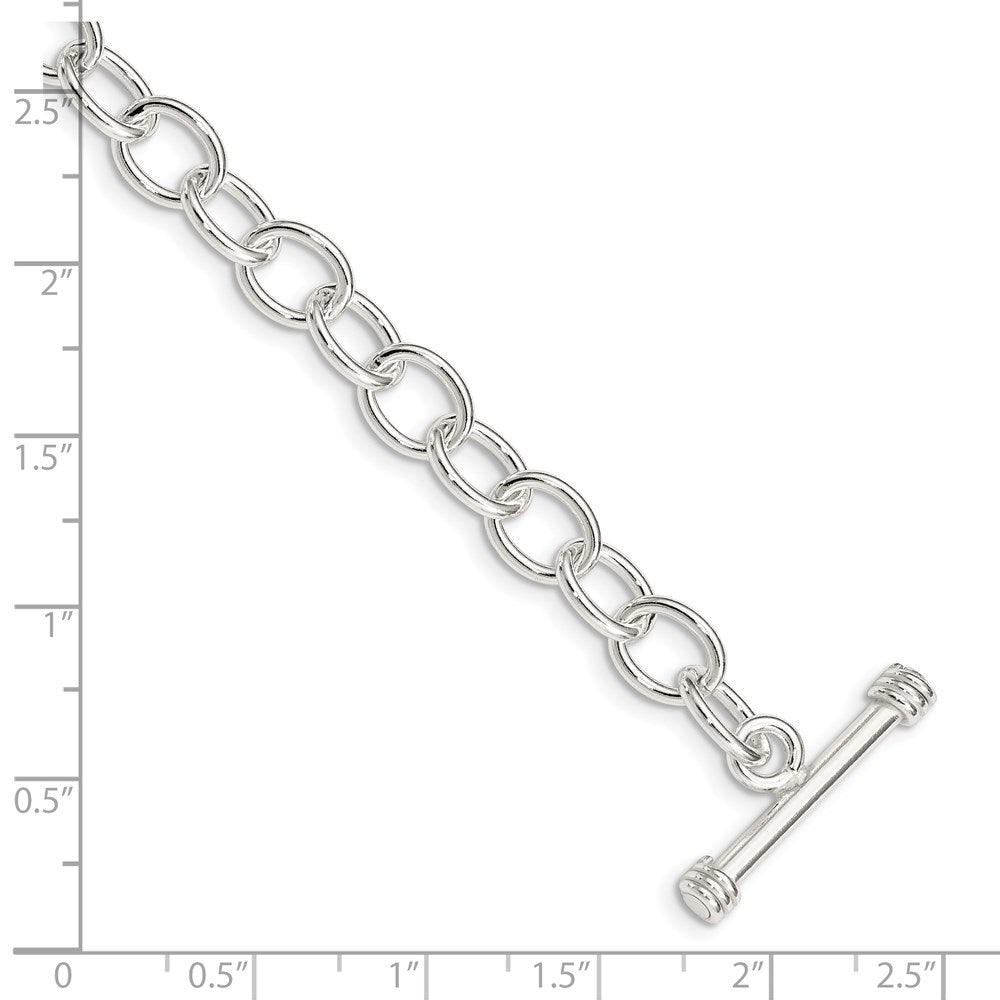 7.5 Inch Sterling Silver Polished Fancy Link Toggle Bracelet