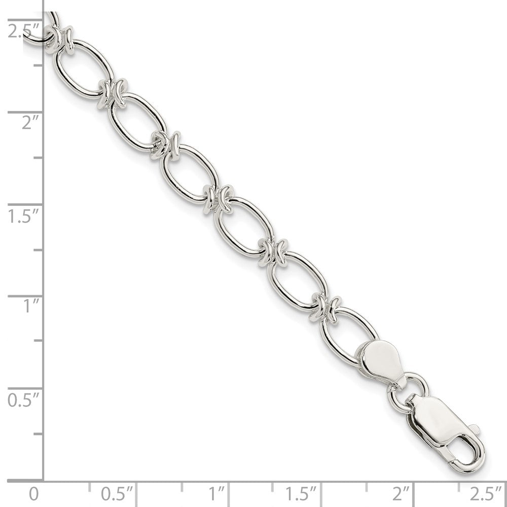 7.5 Inch Sterling Silver Polished Oval Link Bracelet