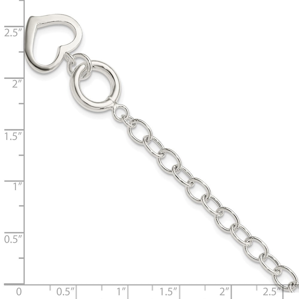 7.5 Inch Sterling Silver Open Link Heart Bracelet