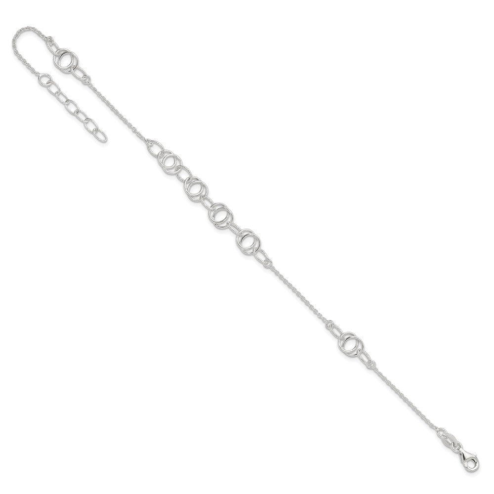 Sterling Silver Polished W/1In. Ext. Fancy Link Anklet