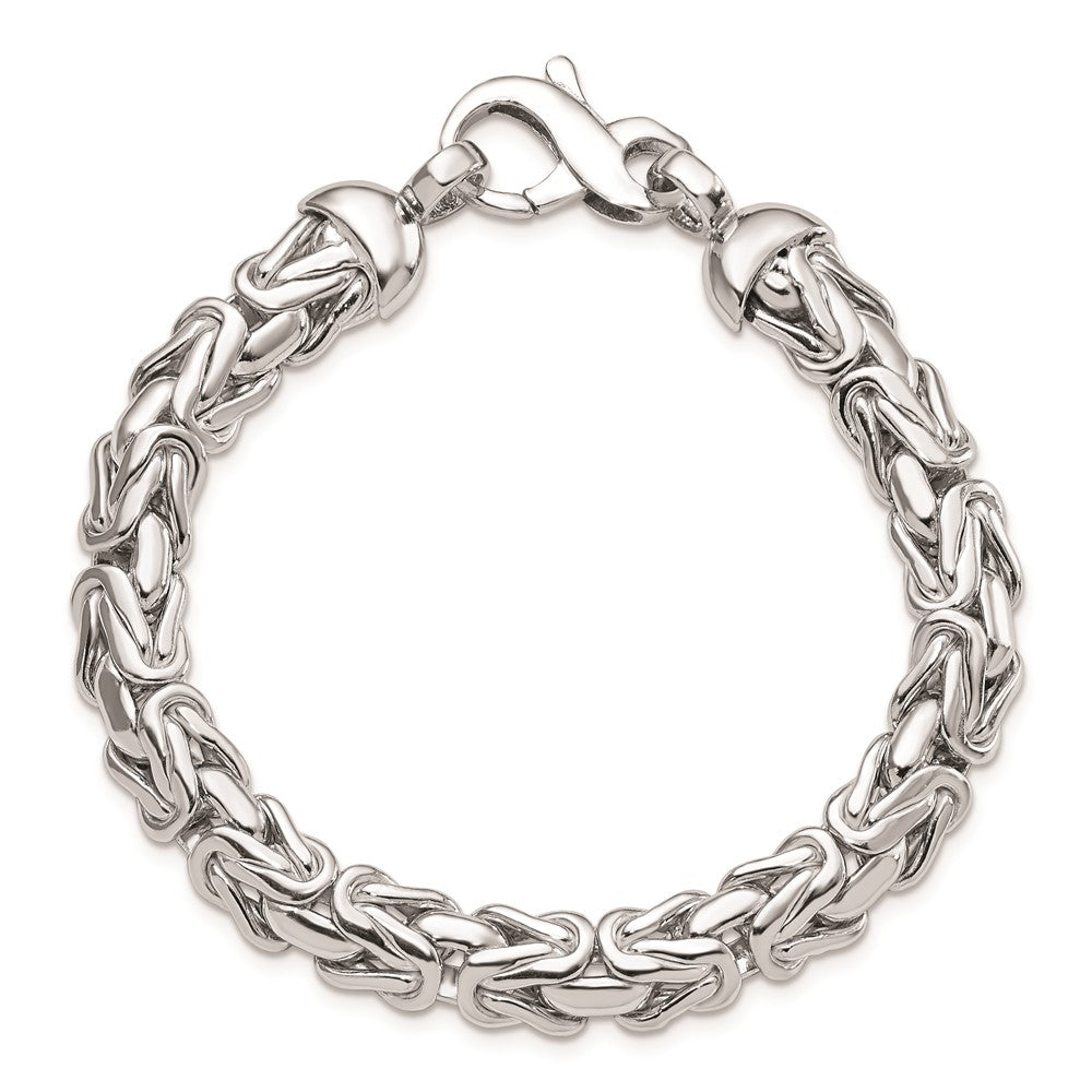 7.75 Inch Sterling Silver Rhodium-Plated Polished Byzantine Bracelet