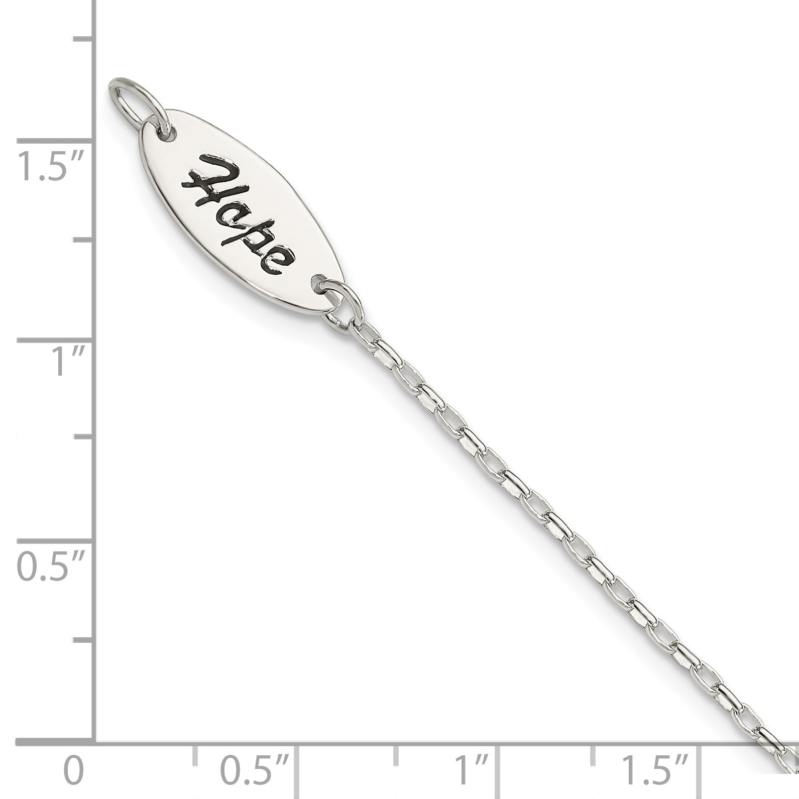 7.5 Inch Sterling Silver Polished Synthetic Pearl Dangle Hope Bracelet