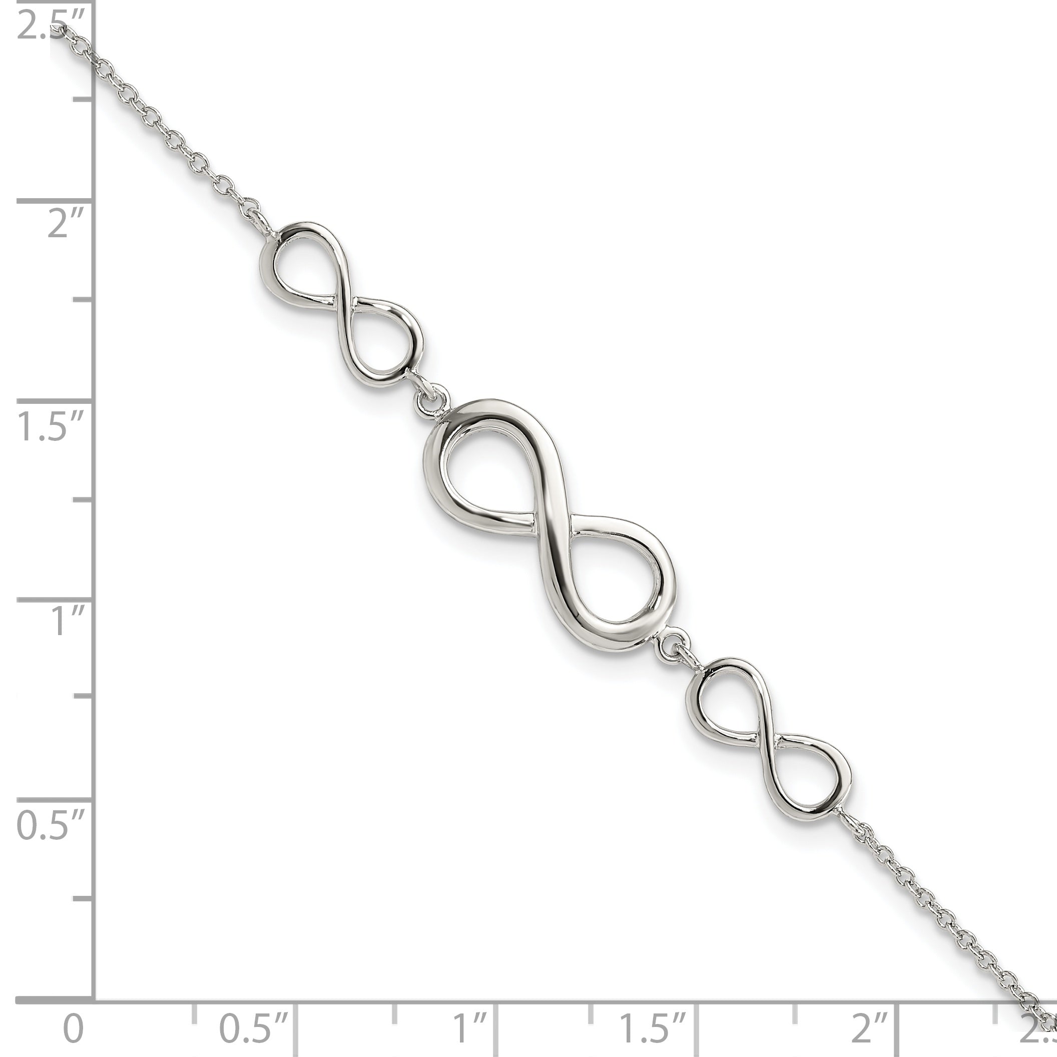 7.25 Inch Sterling Silver Rhodium-Plated Polished Infinity Symbol Bracelet