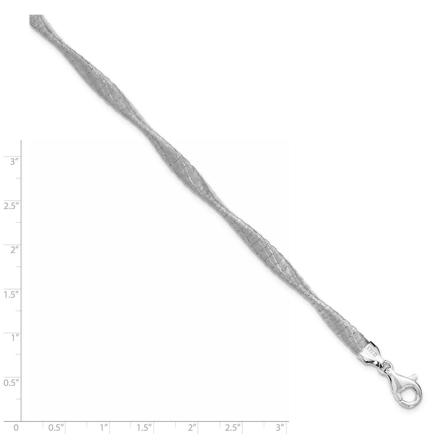 7.5 Inch Sterling Silver Polished Textured Twisted Bracelet