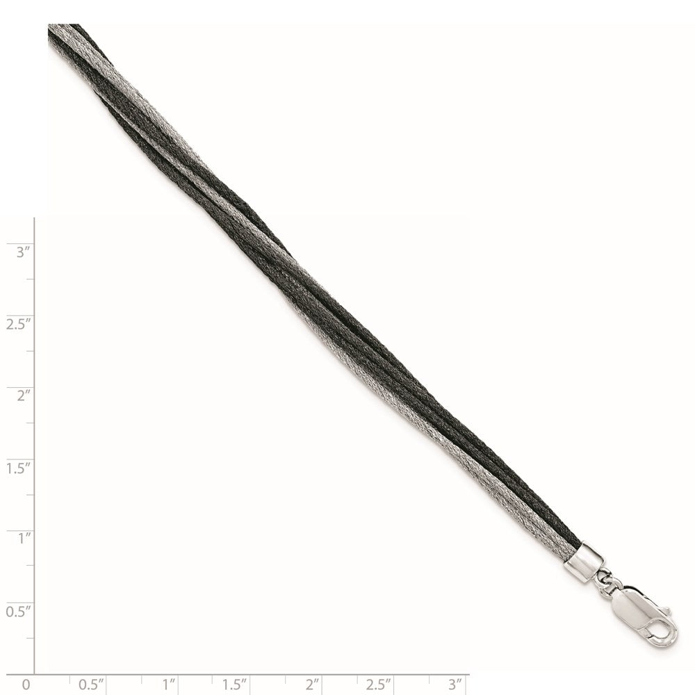 7.5 Inch Sterling Silver Black Rhodium Wire Mesh 8 Strand Bracelet