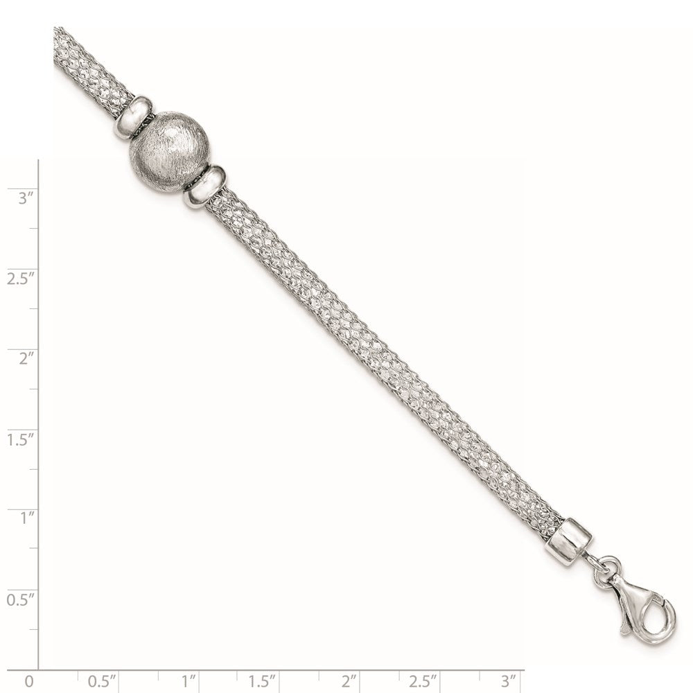 7.5 Inch Sterling Silver Polished Crystal Bracelet