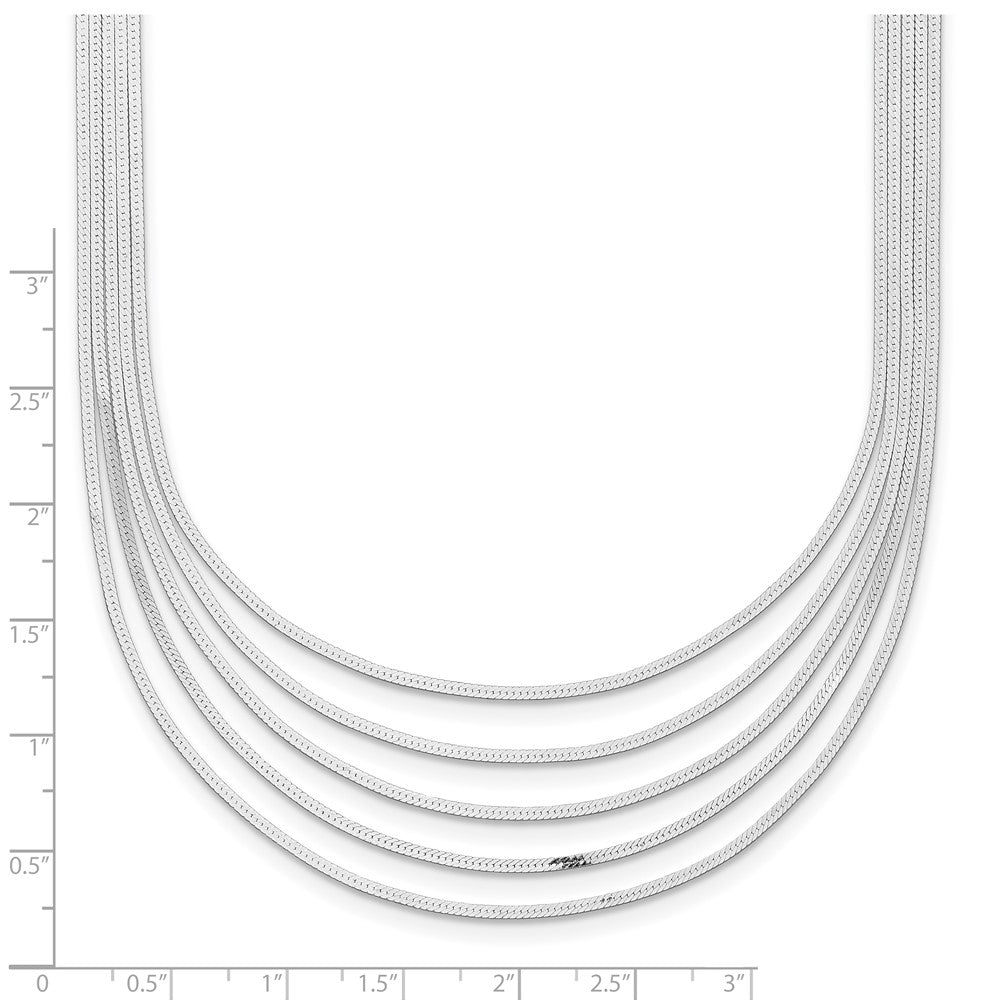 17 Inch Sterling Silver 5-Strand Herringbone Chain W/2In Ext Necklace