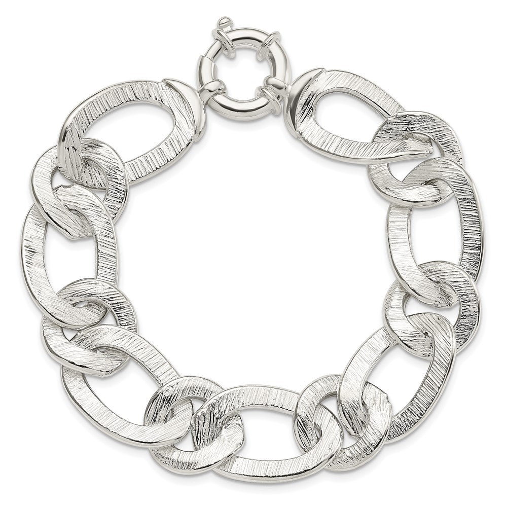 Sterling Silver Polished And Textured Link Bracelet