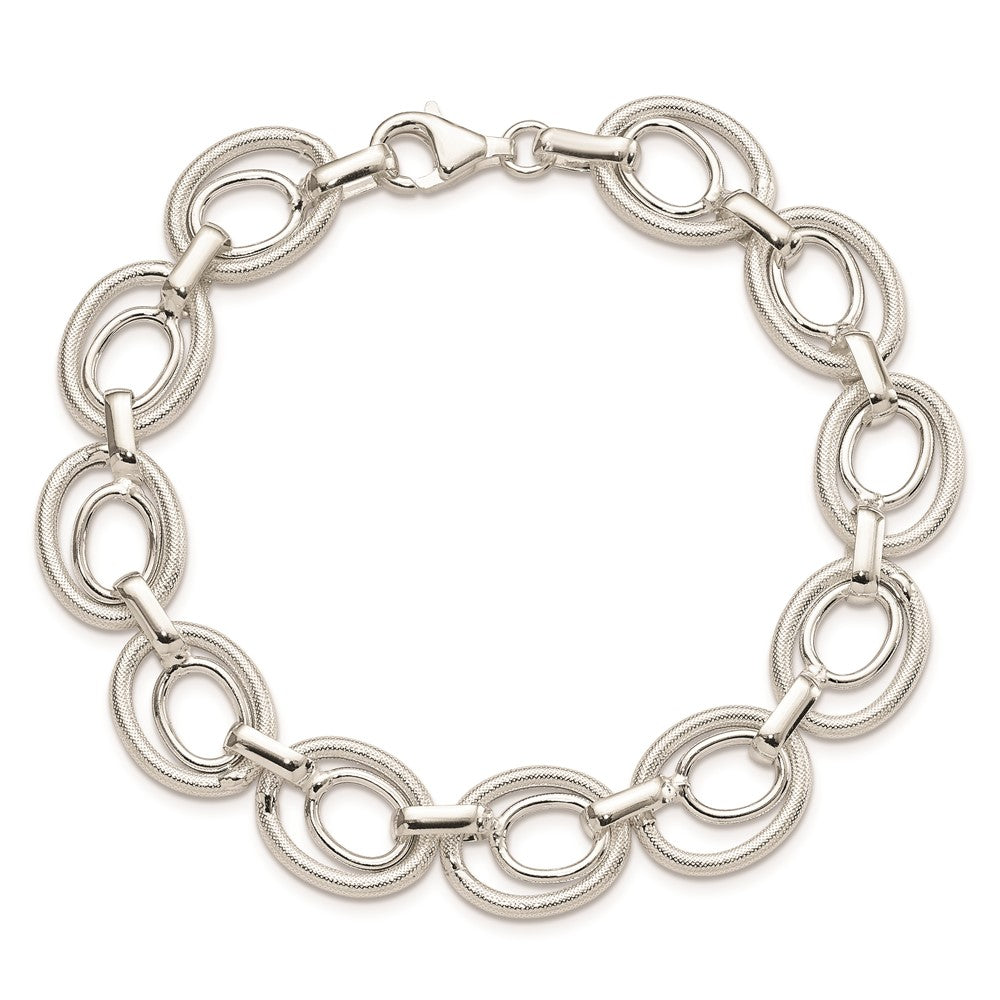 8 Inch Sterling Silver Polished And Textured Link Bracelet