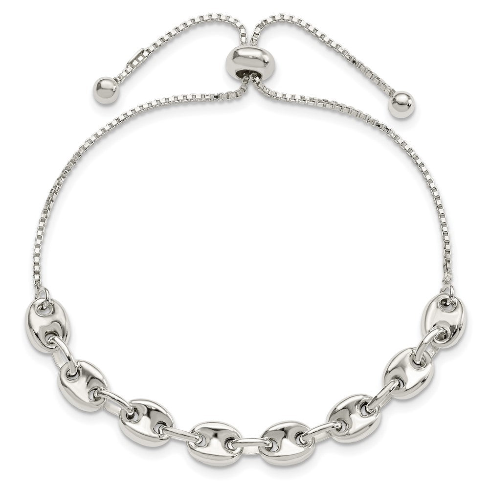 Sterling Silver Polished Link Adjustable Bracelet