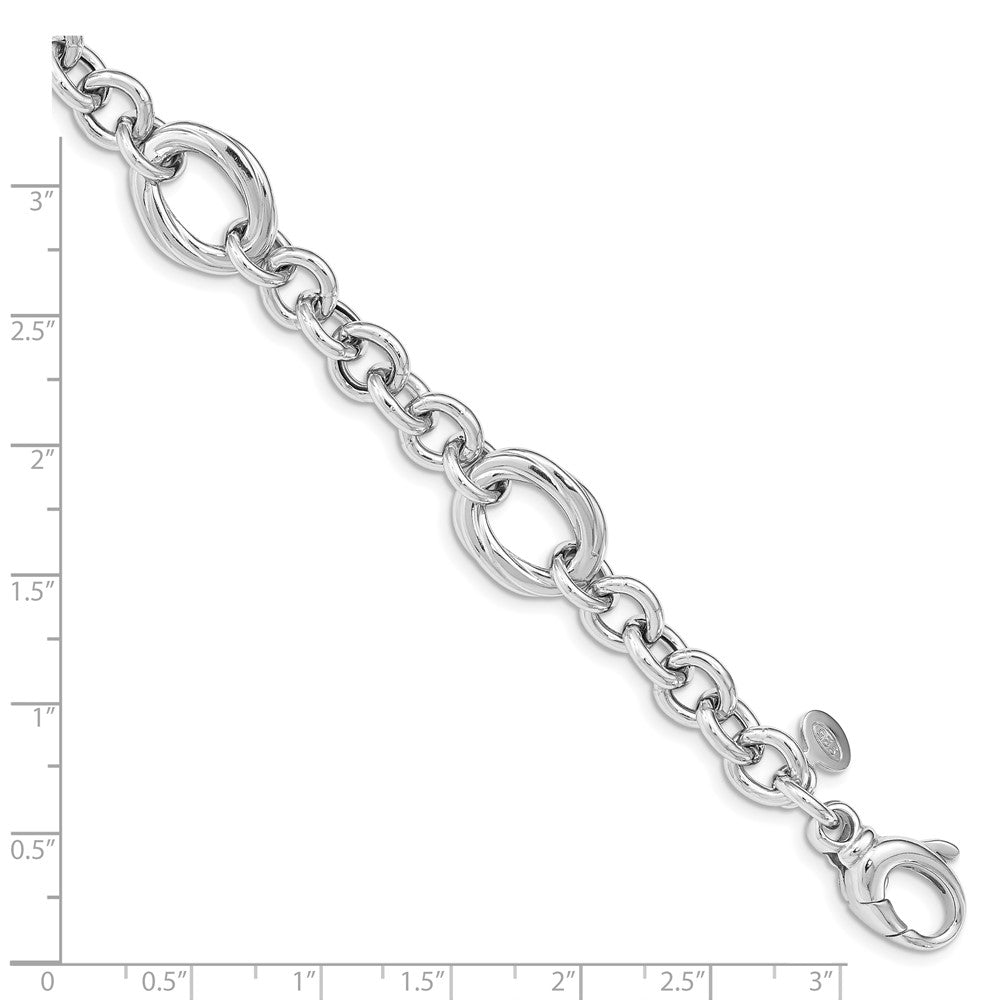 7.25 Inch Sterling Silver Rhodium Plated Polished Link Bracelet