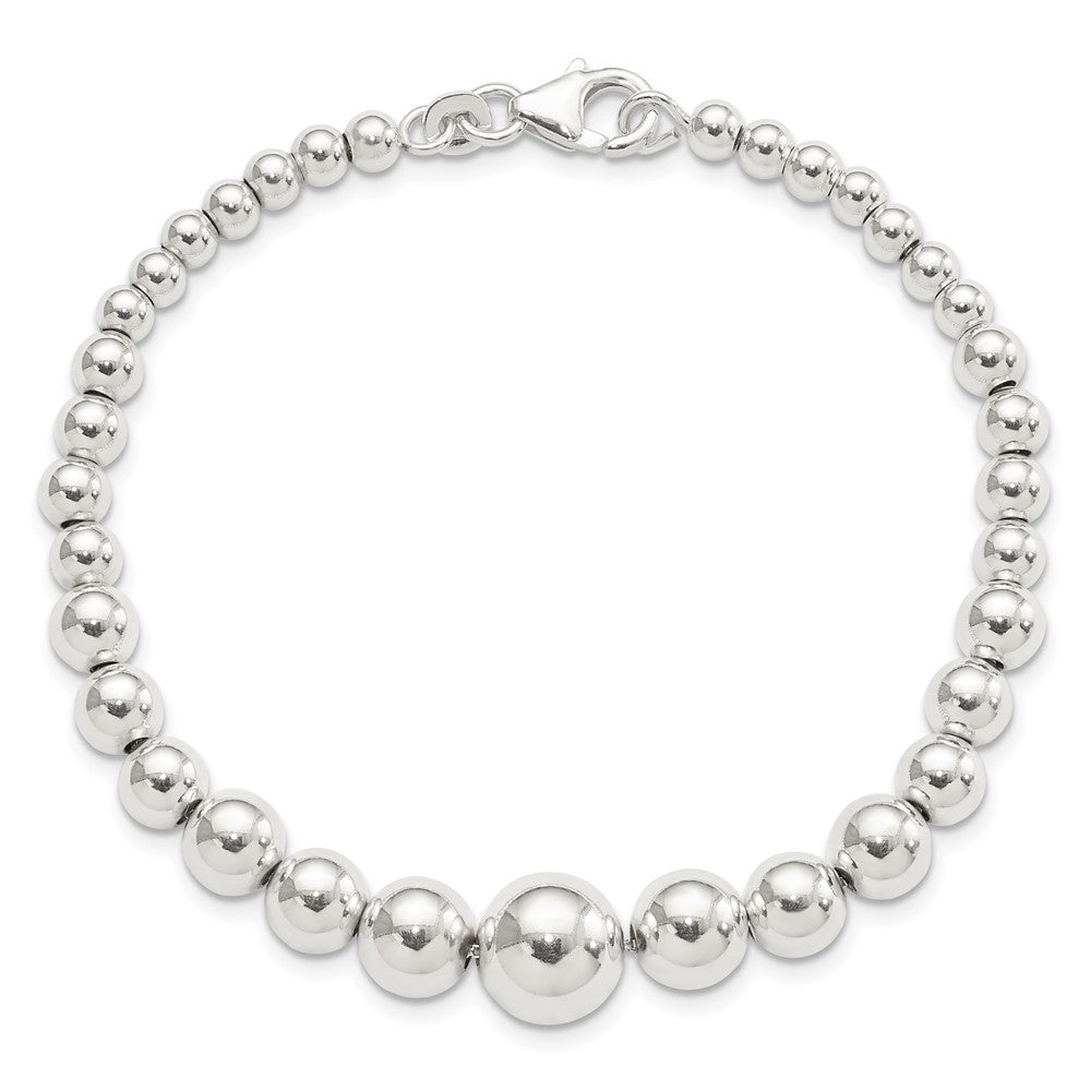7.5 Inch Sterling Silver Polished Graduated Beads Bracelet