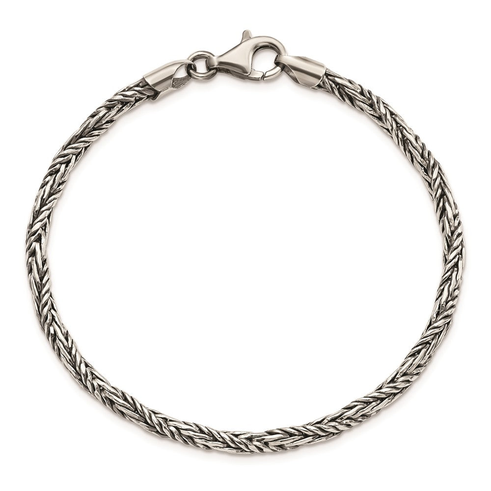 8 Inch Sterling Silver Antiqued Polished Rope Bracelet