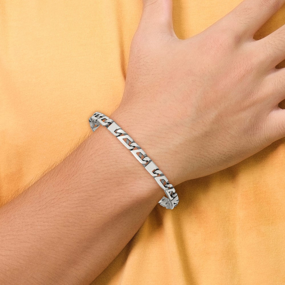 8.25 Inch Sterling Silver Antiqued Brushed Link Bracelet