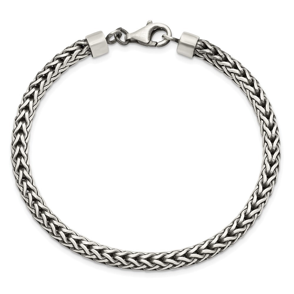 8.25 Inch Sterling Silver Satin & Antiqued Franco Chain Bracelet
