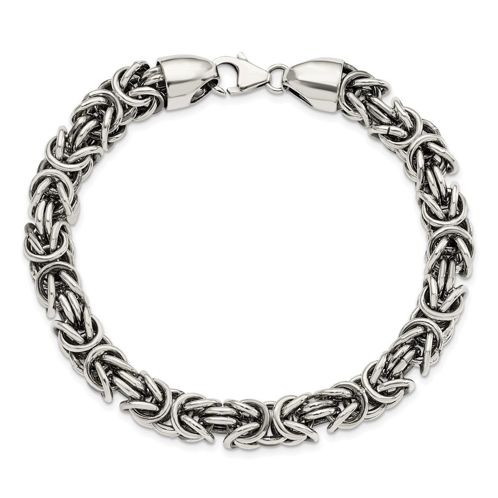 8.5 Inch Sterling Silver Polished & Antiqued 8.5In Byzantine Bracelet