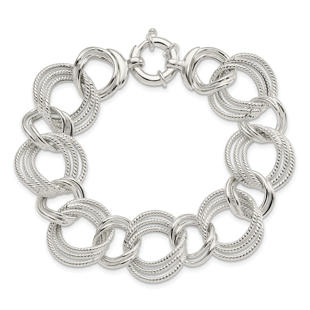 8 Inch Sterling Silver Polished Fancy Link Bracelet