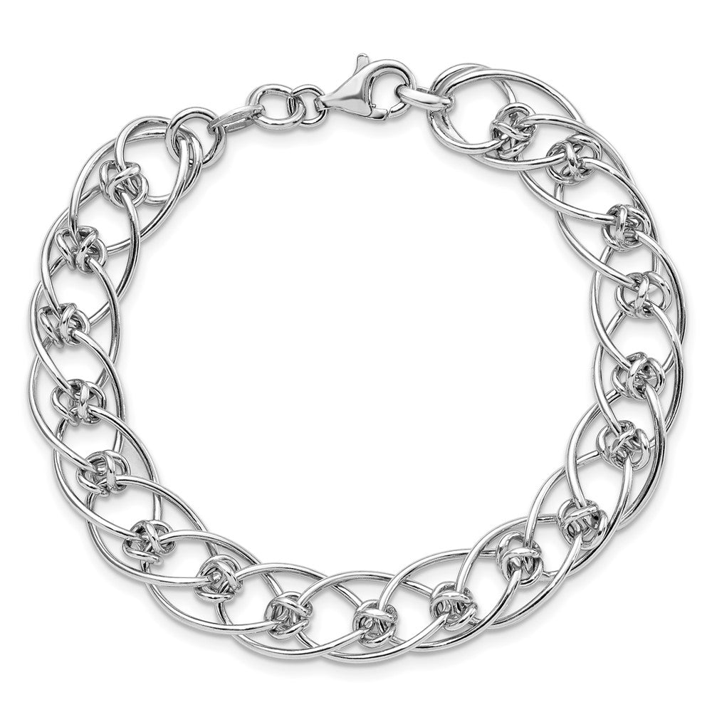 7.5 Inch Sterling Silver Rhodium-Plated Polished Oval 7.5In Link Bracelet