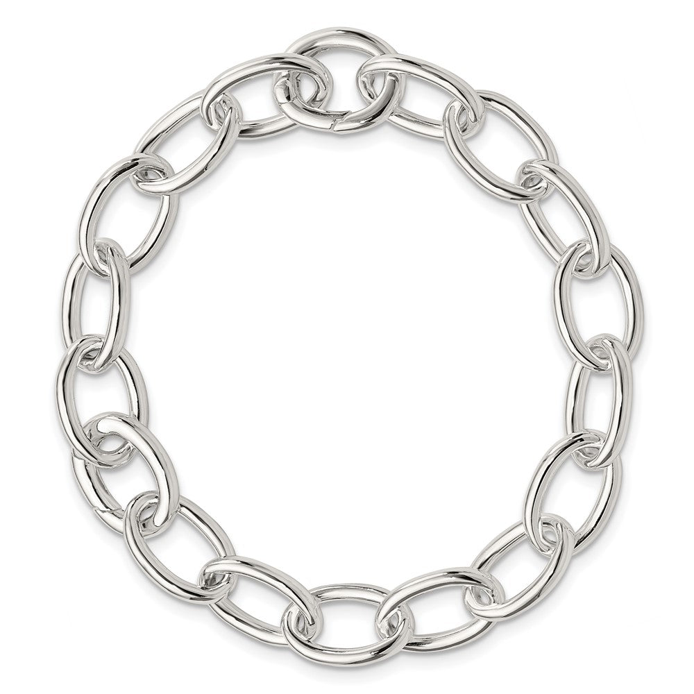 7 Inch Sterling Silver Rhodium-Plated Polished Fancy Link Bracelet