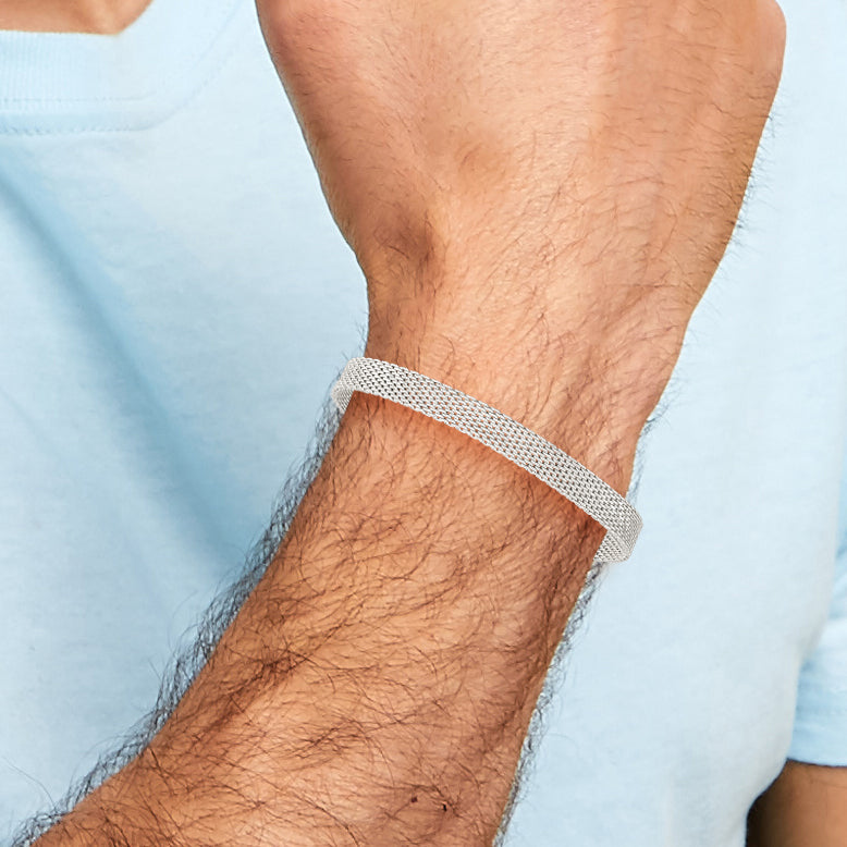 7.5 Inch Sterling Silver D/C Reversible Bracelet