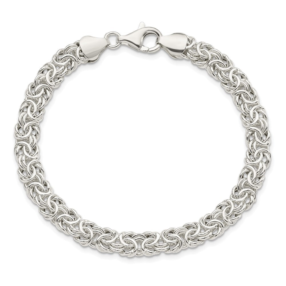 7.5 Inch Sterling Silver Polished Byzantine Link Bracelet