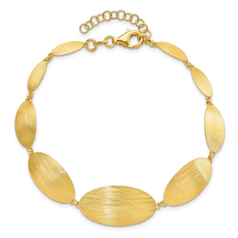 8 Inch Sterling Silver Gold-Plated Brushed W/ 1.25In Ext. Bracelet