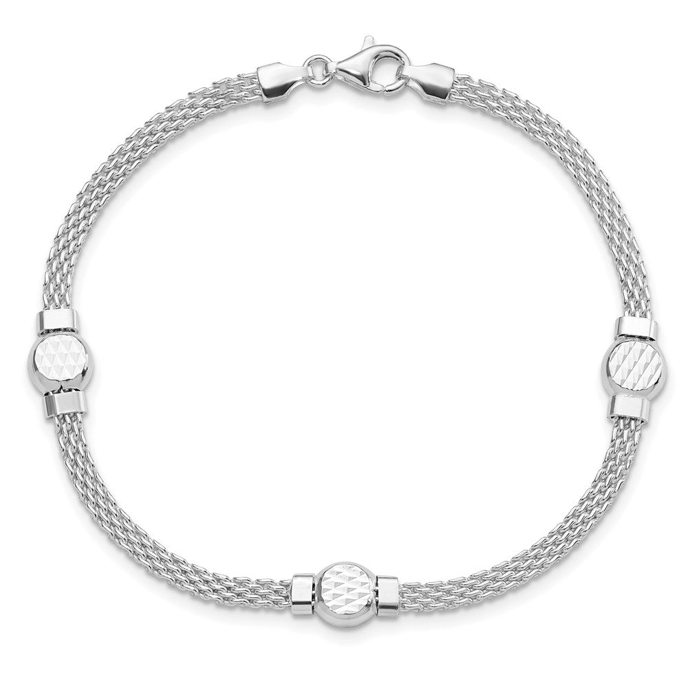 7.5 Inch Sterling Silver Mesh Fancy Bracelet