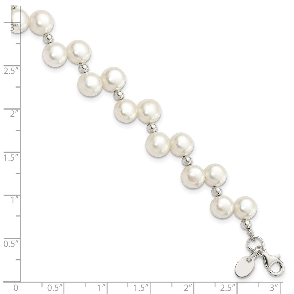7.5 Inch Sterling Silver Fw Cultured Button Pearl 7.5In Bracelet