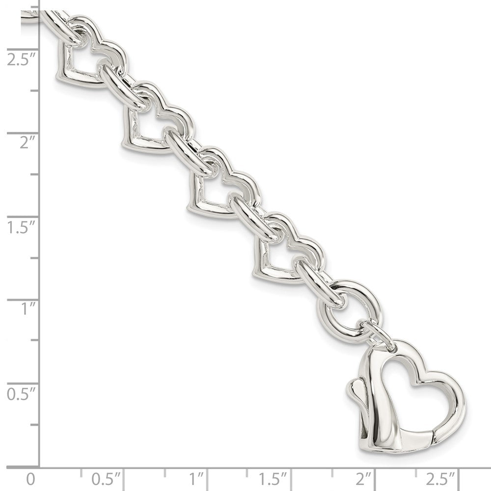 7.5 Inch Sterling Silver 7.5Inch Polished Fancy Heart Link Bracelet