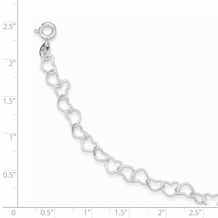 8 Inch Sterling Silver 8Inch Polished Fancy Heart Link Bracelet